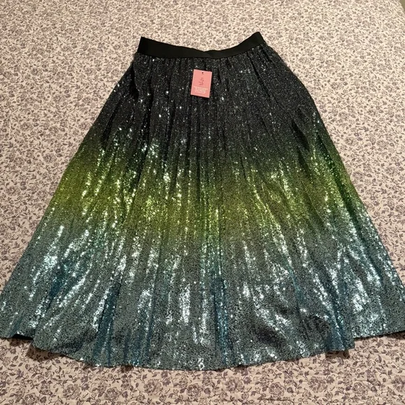 🦋Ivy City Perla Sequin Maxi Skirt Shine Ombré silver size medium NWT - Picture 1 of 10